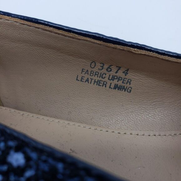 J.Crew Loafer Shoes Women US 7.5 Blue Glitter Leath Made in Italy Glam Holiday - Picture 6 of 12